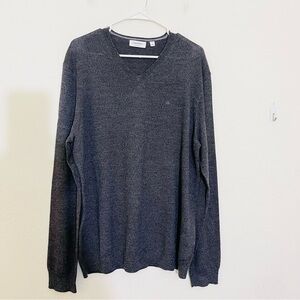 Calvin Klein Italian Merino Wool V-Neck Lightweight Sweater XL Black/White